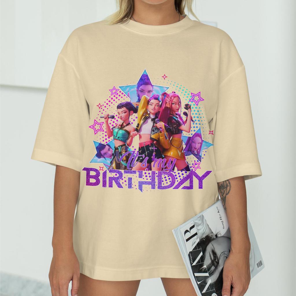 Kpop Demon Hunters Huntrix Kpop Birthday PNG Anime Party Clipart Clothing Graphic Short Sleeve Shirt Unisex Men Women All-Season