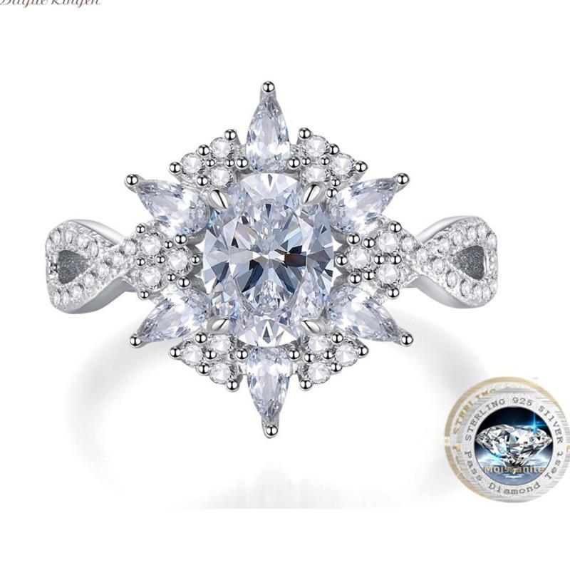 

Обручки Bague Ringen овальної огранки 6*8 з муассанітом для жінок зі срібла 925 проби з діамантами з родієвим покриттям Нестандартні кільця з вишуканим ювелірним подарунком 6*8 moissanite No.9 білий