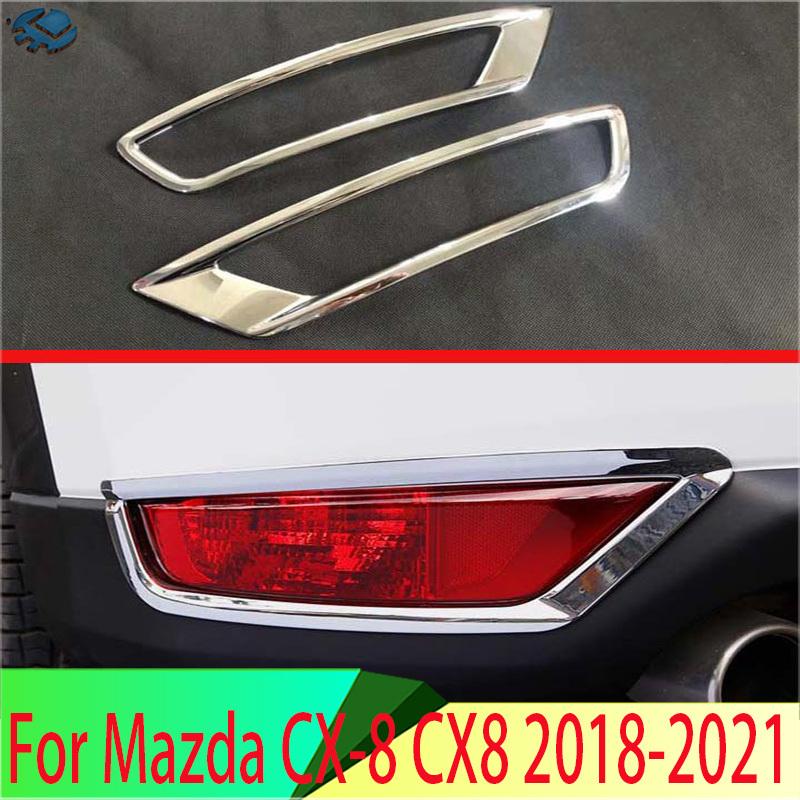 For Mazda CX-8 CX8 2018    ABS Chrome Rear Reflector Fog Light Lamp Cover Trim Bezel Frame Styling Garnish