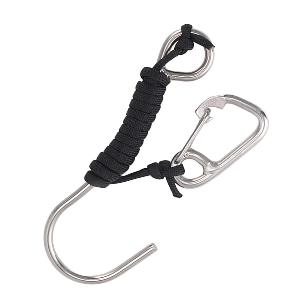 Diving Stainless Steel Single Hook Diving Reef Hook with Lanyard Quick Release Buckle