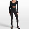 Nike X Skims Knit Stretch Long Sleeve Wrap Lightweight V Neck Cropped T Shirt Women tops LSLSL10088W-OBD