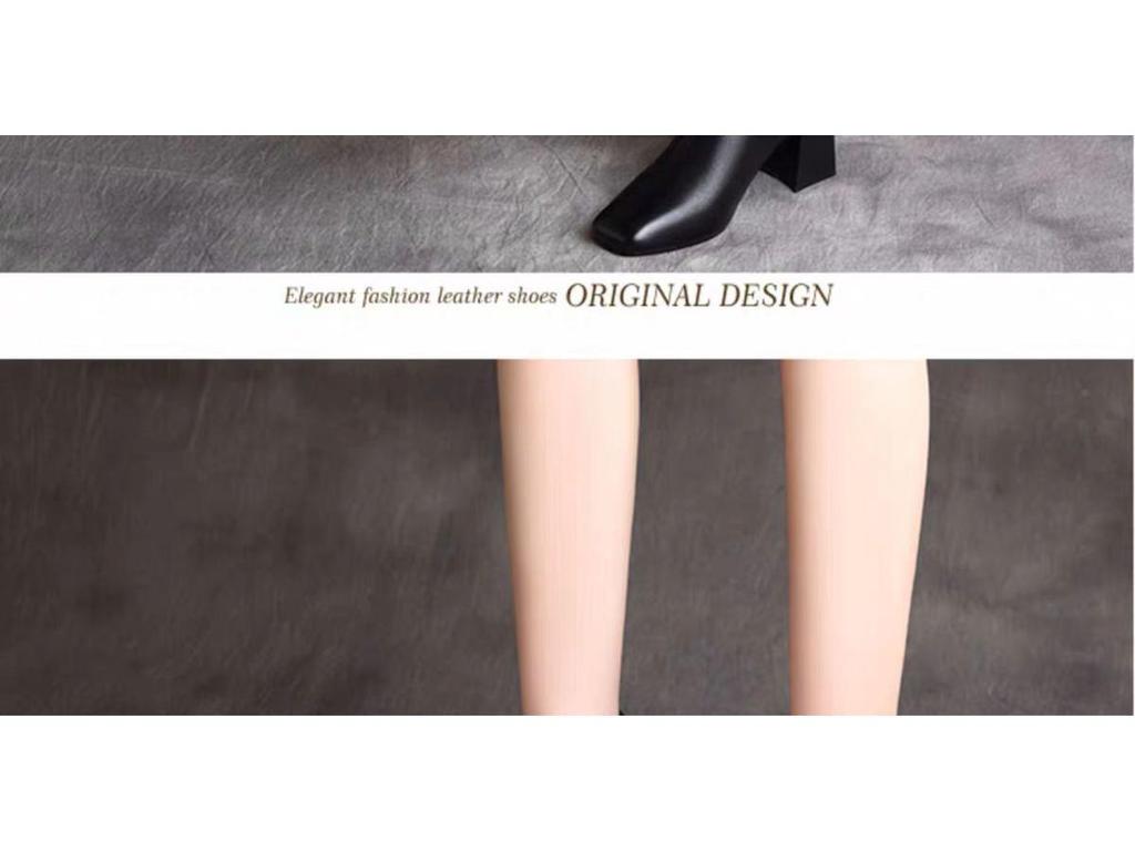 Damskor, Ankelboots med Tjock Klack, Äkta Läder, Mjuk Bomullsfodrade, Med Sammet, Vinter 2025 Nytt Martin-stil.