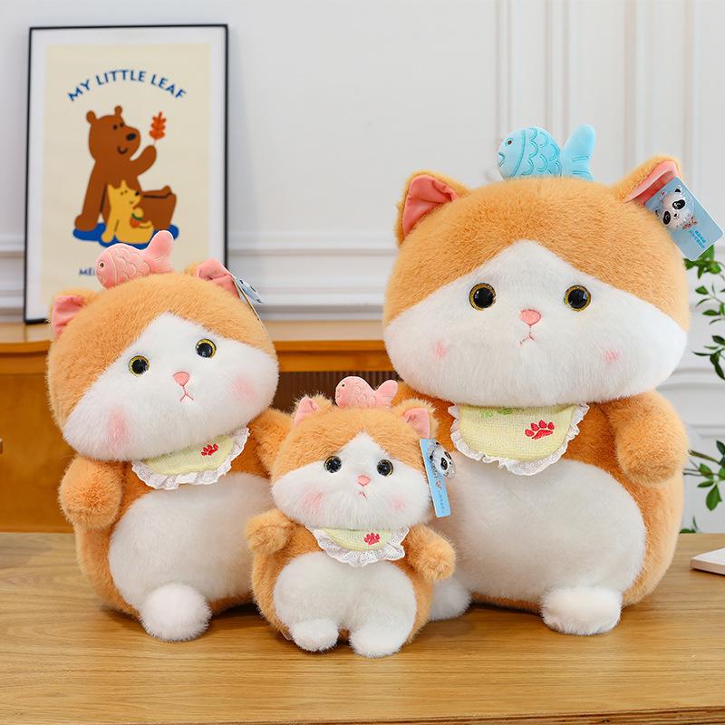 Cute Greedy Cat Doll Cartoon Little Fish Cat Plush Toy Doll Children's Rag Doll Birthday Gift