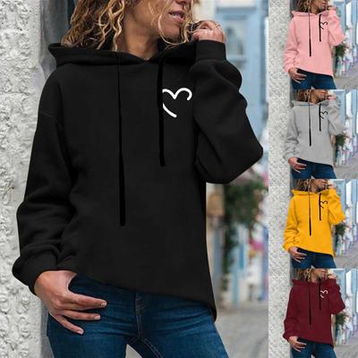 Damesmode Casual Print Capuchon Sweatshirt Losse Sport Tops Pullover