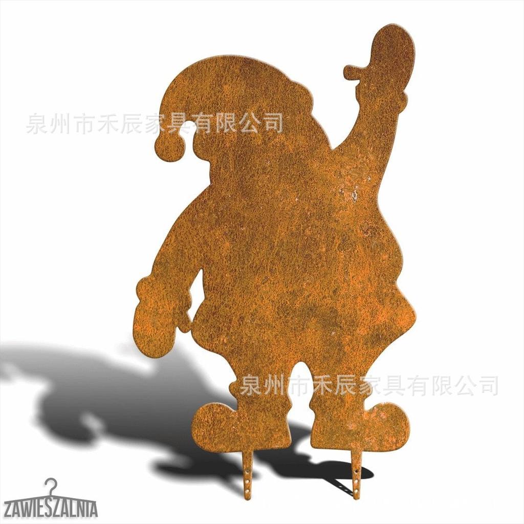 Rusty Santa Claus Garden Stake Metal Yard Decoration Christmas Outdoor Ornament Festive Lawn Art