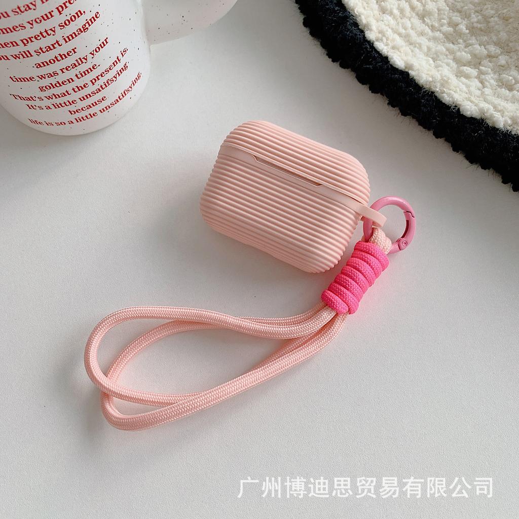 New Apple earphone cover soft silicone with hand rope AirPods earphone case silicone portable hand rope skin soft case