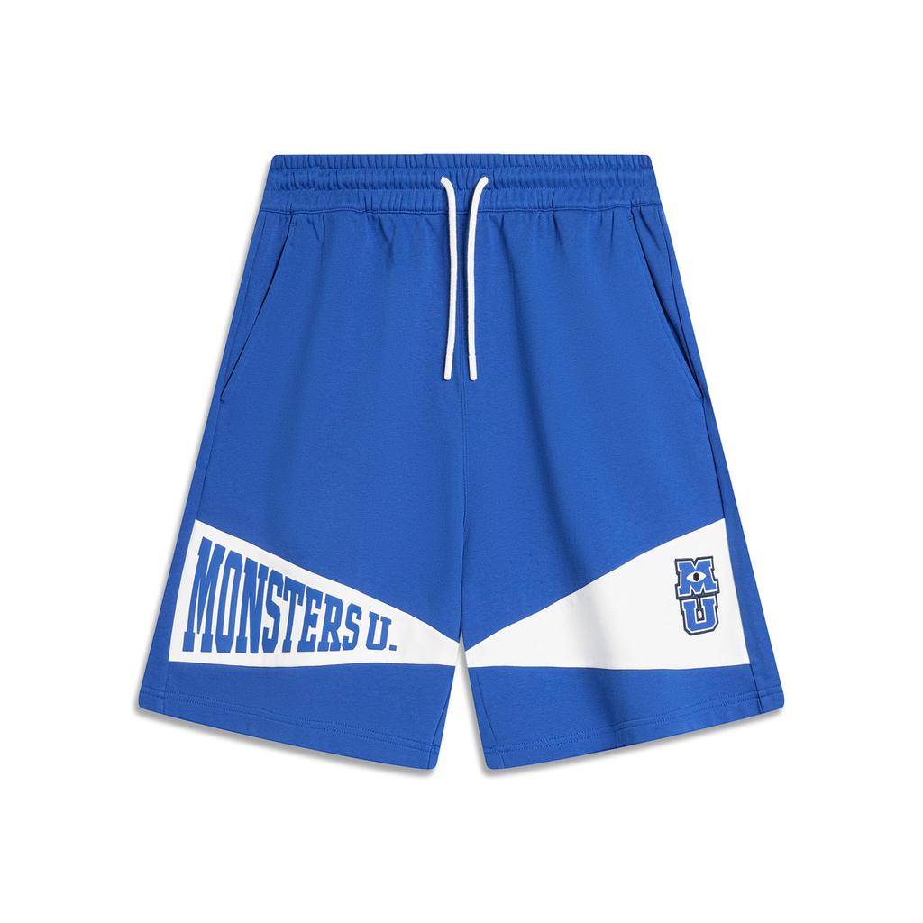Li Ning X Disney Monsters University Collaboration Color Block Lace-Up Loose Fit Casual Shorts Men Shorts Bright-Blue AKSU489-1
