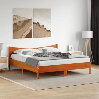 Vidaxl Bed Frame Without Mattress, Waxed Brown, 180X200 Cm, Solid Pine