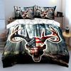 Usa Flag Deer Skull Decor Set Soft Comfortable Duvet Cover Bedding Set Included 1*Duvet Cover & 2*Pillowcases, Gift