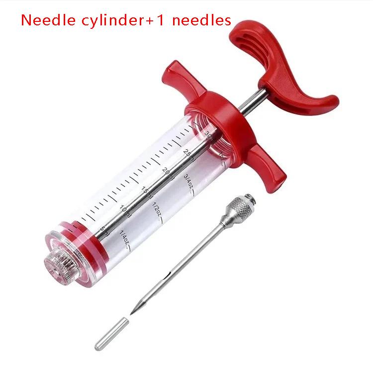 1OZ Meat Injector Syringe With 3 Marinade Injector Needles for BBQ Grill Turkey Injector Kit Marinade Flavor Injector M&Other