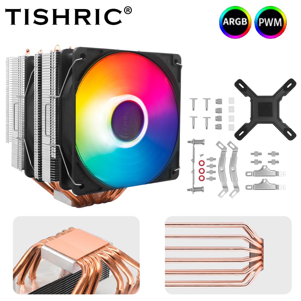 Buy TISHRIC CPU Cooler 6 Heat Pipes 4 Pin PWM RGB CPU Cooling Fan For ...
