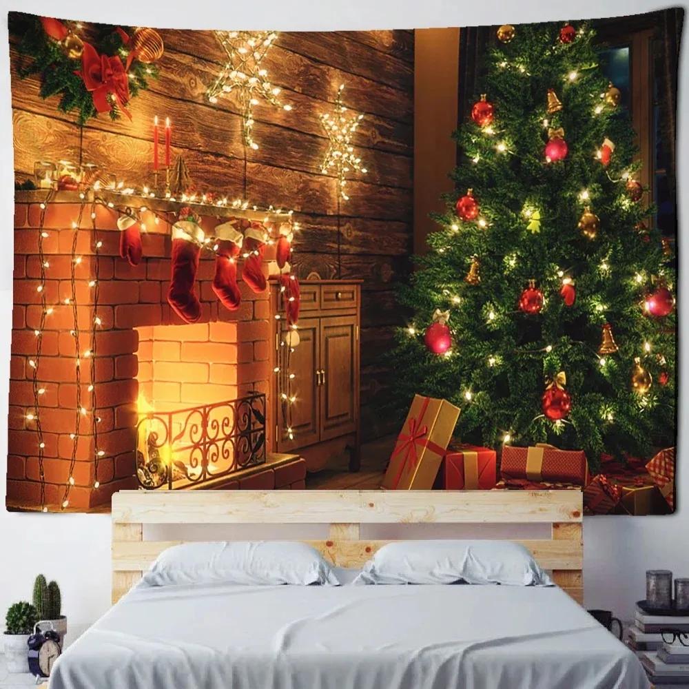 Christmas Theme Snowman Pattern Tapestry Living Room Sofa Home Decor Tapestry