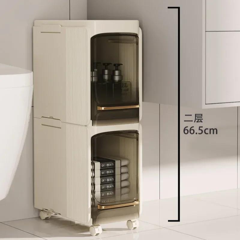 Mobile Foldable Bathroom Gap Cabinet - Waterproof Dustproof Storage Shelf Essential Kitchen Home Toilet Organizer Container