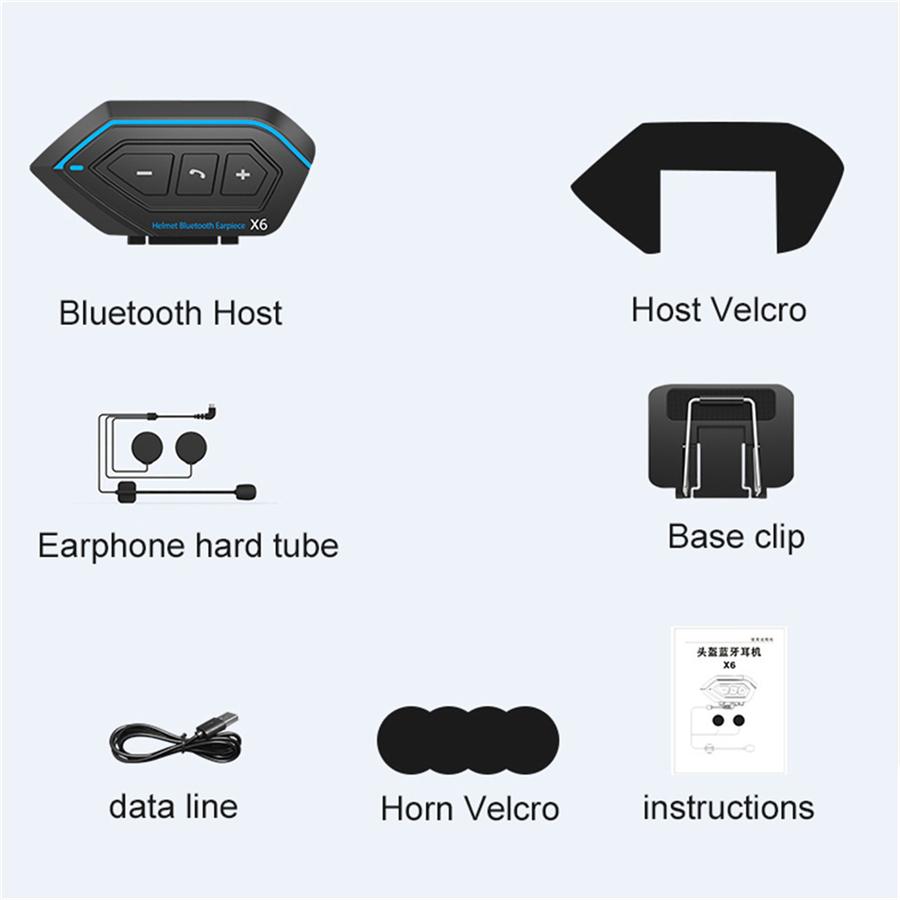 The Latest  Helmet Headset Motorbike BT Interphone Motorcycle Bluetooth Helmet Intercom Stereo Headset for Cell Phone 2 Rider