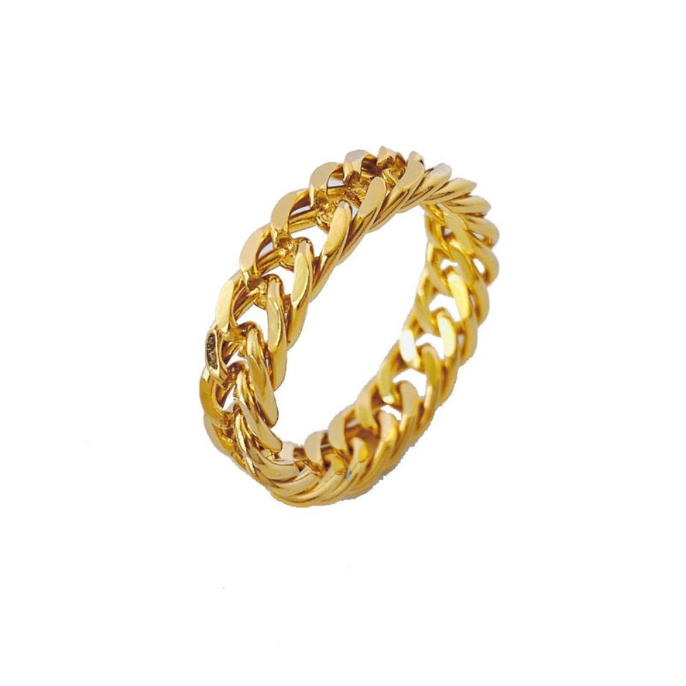 Titanium Steel Chain Ring for Women 18k Gold Color Unique Design Fashion Jewelry