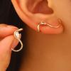 Orecchini a Bottone S-shaped in Rame Intarsiato Zircone Eleganti di Lusso Gioielli Minimalisti Singoli da Donna Unici
