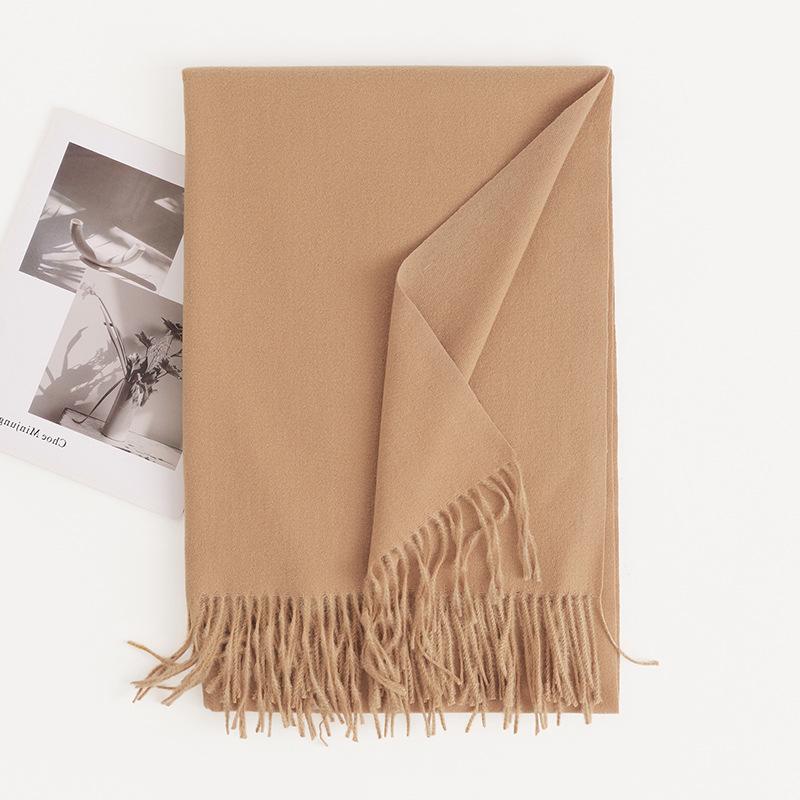 Cashmere Feel Solid Color Women's Imitation Cashmere Scarf 1116 Winter Atmosphere Korean Versatile Medium and Long Shawl Scarf