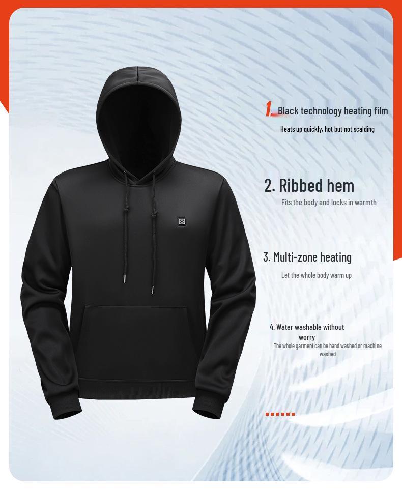 Unisex Smart USB Heated Hoodie with Constant Temperature and Plush Lining