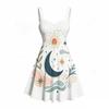 Women Plus Size Spaghetti Strap Off Shoulder Dress Constellation Shooting Star Celestial Print Swing Dress