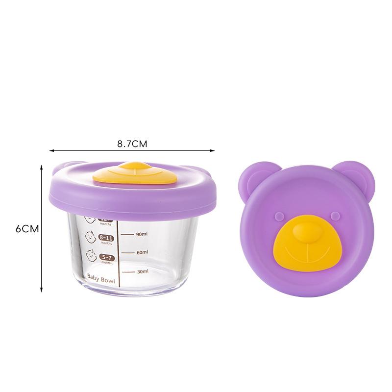 Glass Bowl Baby Food Supplement Bowl With Scale Portable Lunch Box Food Storage Seal Heating Food Grade Silicone