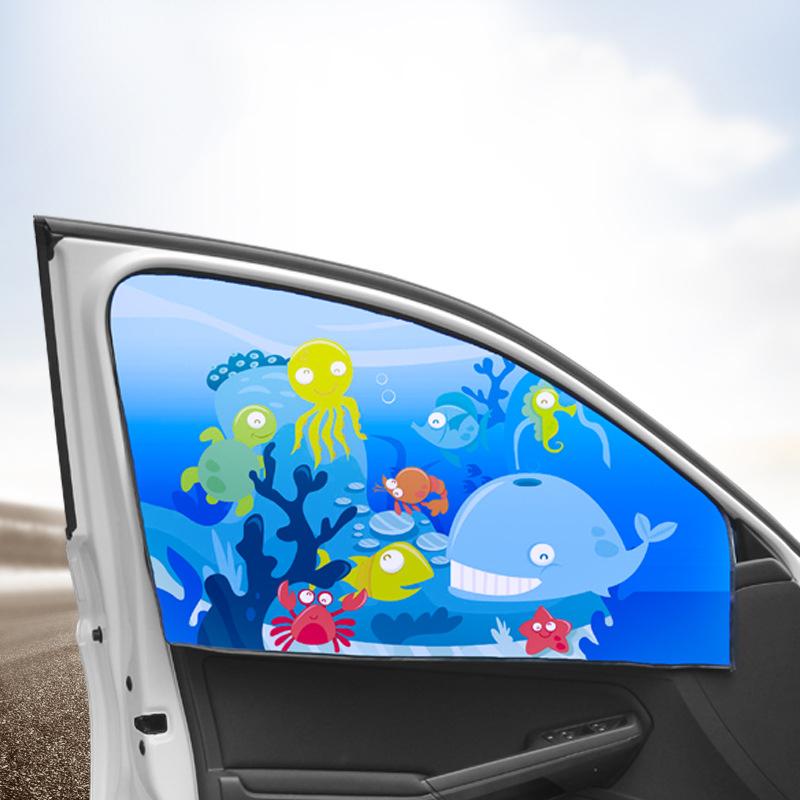 Cartoon Magnetic Car sun protector Side window sunshade curtain Summer Adjustable sunscreen Baby shade solar UV foils