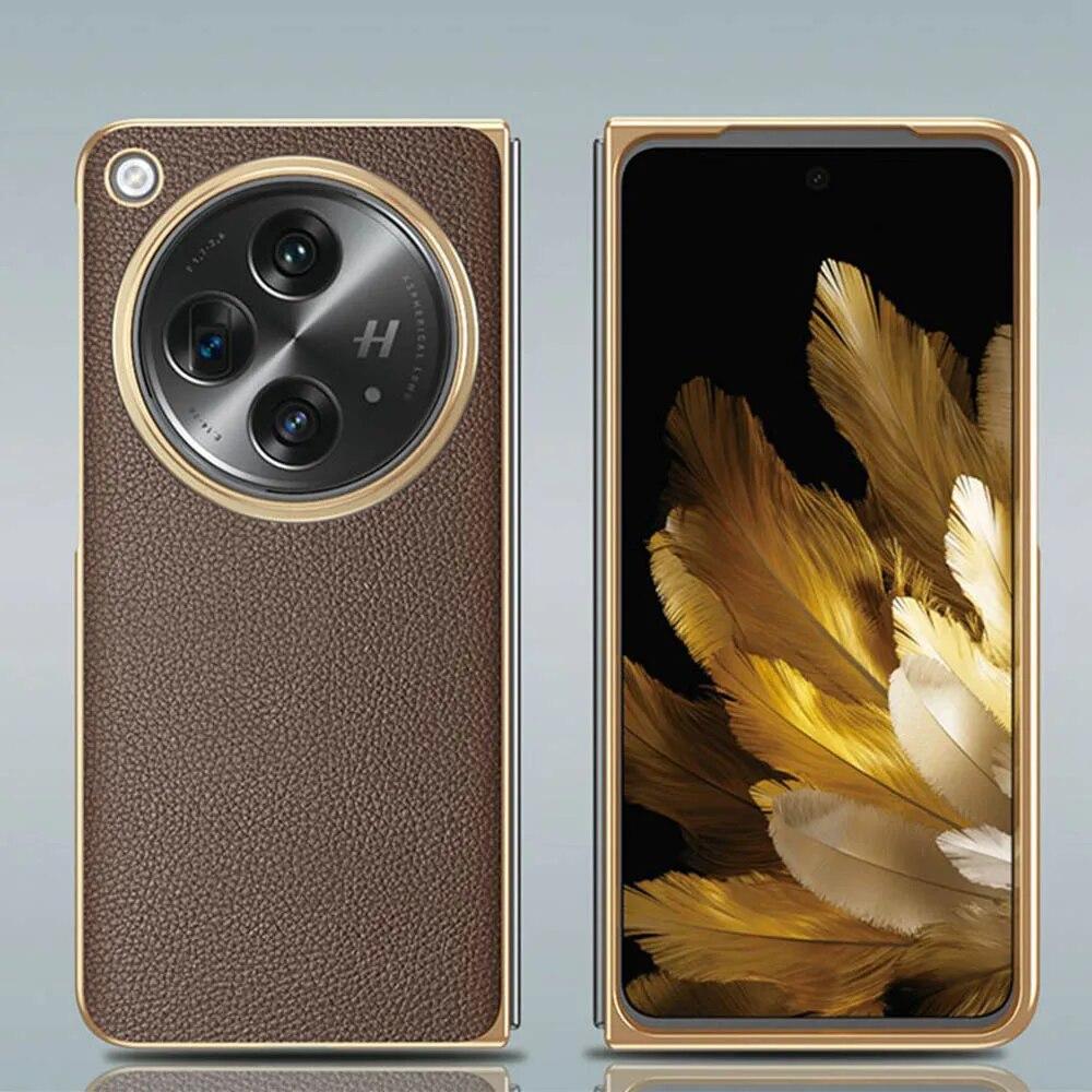 

Чехол из натуральной кожи для OPPO Find N N2 N3, чехол с роскошным покрытием, чехол для OPPO Find N3, чехол из натуральной кожи, защитная пленка для мобильного телефона Find N3 кофейный