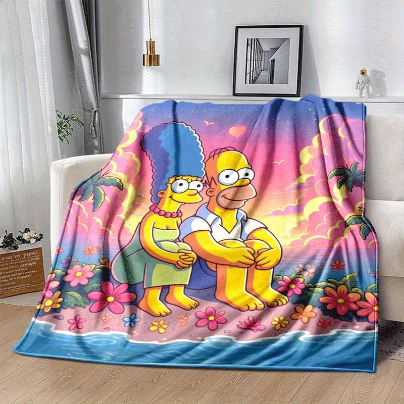 1pc The Simpsons (3) Printing Blanket - Soft, All-Season Throw for Living Room, Beroom,Personalize Gift with Aorable Cartoon esign