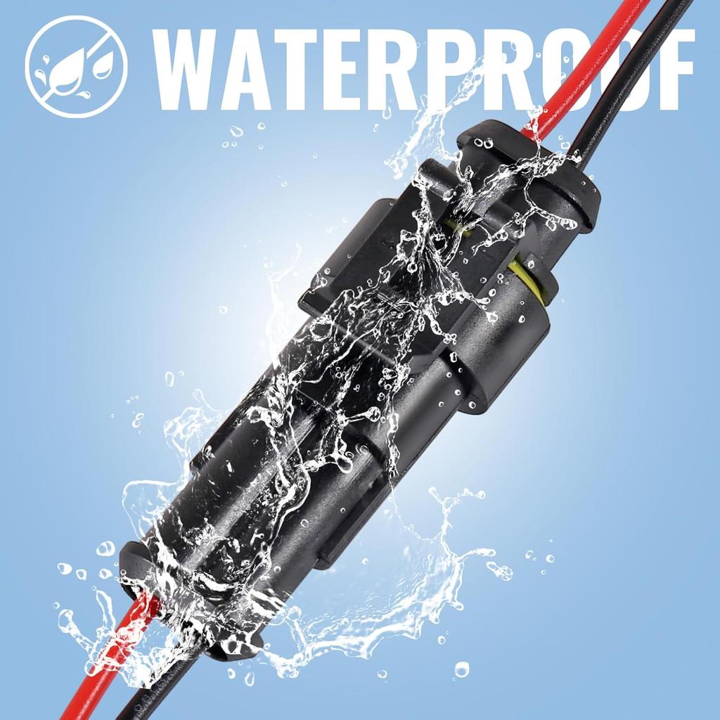 10PCS 2 Pin Way Electrical Wire Connector Waterproof Connector 2 Wire Connector 16AWG Male and Female Plug Quick Disconnect Connector for Car Truck