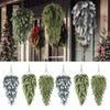2Pcs Christmas Teardrop Swag Wreath Fake Norfolk Pine Stairway Swag with Pinecone Winter Xmas Hanging Greenery Garland Decoration