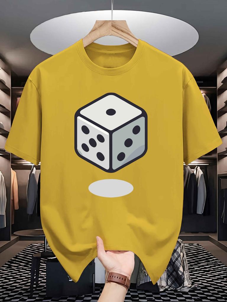 Bright Red Tee Cartoon White Dice Graphic Unisexs Short Sleeve T Shirt Crew Neck Game EleUnisext Casual Daily Soft Comfort Top