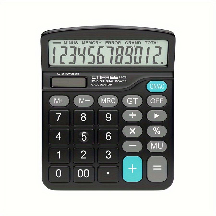 12-digit Large Lcd Display Calculator Standard Function Calculator With Solar & Battery Dual Power For Home Basic Desktop Office