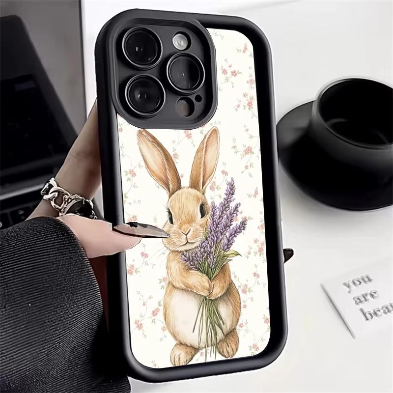 Cute Flower Rabbit Phone Case For Samsung Galaxy S26 S25 S24 S23 S22 S21 Ultra Plus FE A15 A16 A35 A54 A55 A56 5G Silicone Cover