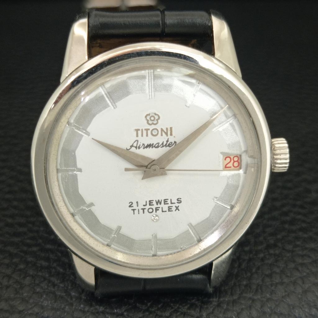 MONTRE HOMME SUISSE VINTAGE TITONI AIRMASTER TITOFLEX REMONTAGE MANUEL GRIS a703239-1
