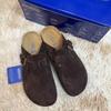 Birkenstock Genuine Leather Closed-Toe Half Slippers for Men and Women - Cork Insole, Spring/Autumn Style.
