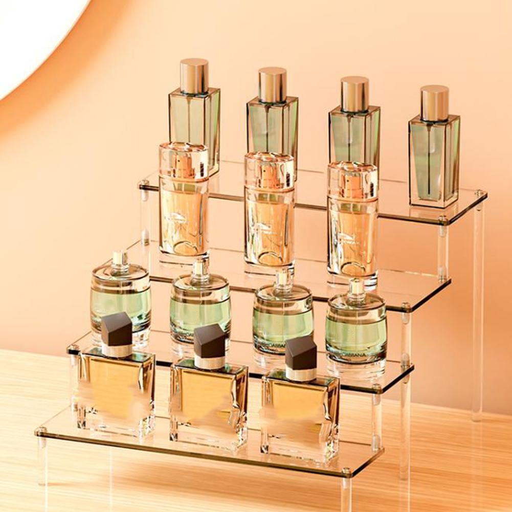 1-3 Layers Acrylic Display Stand Clear Display Riser Perfume Figurine Transparent Storage Rack Anime Figures Cupcake Shelf