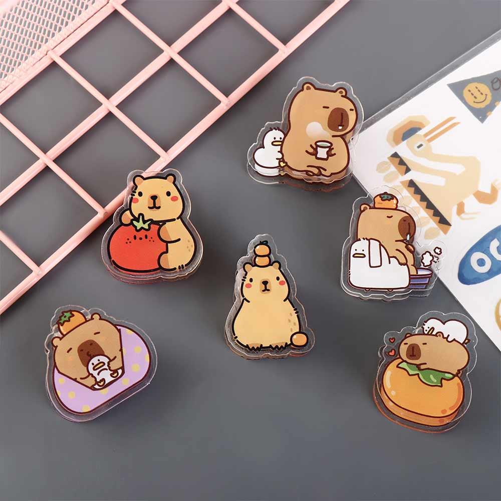 Transparent Acrylic Paper Clip Capybara Kawaii PP Clip  Scrapbook/Notebook Decoration
