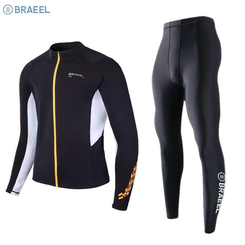 Mens Quick-Dry UV Protection Rash Guard Set Surfing Snorkeling Wetsuit Water Sports Medium