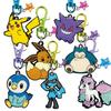 Free Shipping Pokemon Sparkling Metal Keychain Cute Key Holder Pikachu Gengar Eevee Pochama Snorlax Galar Ponyta Pocket Monster Carabiner Bag Charm