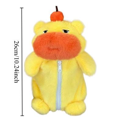 Orange Capybara Plush Pencil Case Cute Cartoon Anime Fluffy Capibara Mini Bag Kawaii Makeup Storage Bag Girl Gift Large Capacity