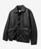 Vtwo 8237 Washed Leather Oversized Bomber Jacket (Black)