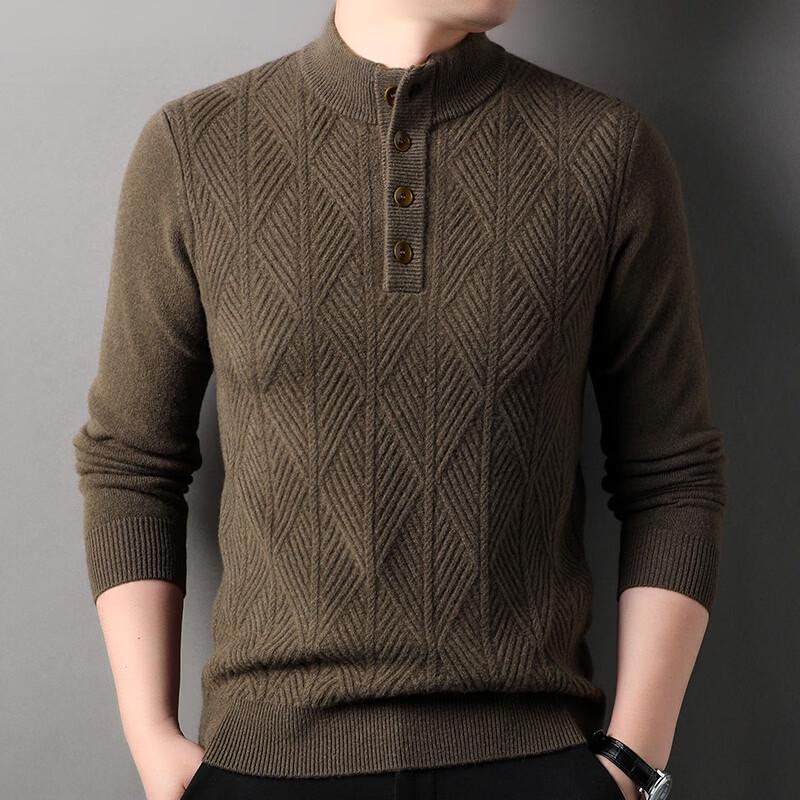 Hengyuanxiang Men s 100% Pure Wool Mock Neck Pullover Sweater 2XL 185/100A