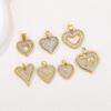 Copper-Plated 18K Gold Diamond Heart Pendant for DIY Bracelets and Necklaces