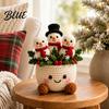 Holiday Gift Ideas for Family Simulated Crochet Christmas Potted Decor, Knitted Mini Artificial Tree Flower Miniature Plants Windowsills Ornament,