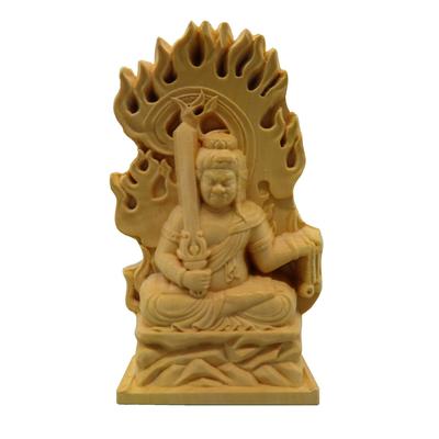 Guardian Wooden Miniature Buddha Statue No-brand Item, Deity, Carving, (Acala)