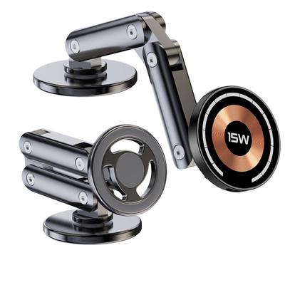 15W Car Magnetic Wireless Charger Holder 360 Rotation Metal Adjustable Angle In Car Stand For Iphone 15 14 13 12 Pro Max Samsung