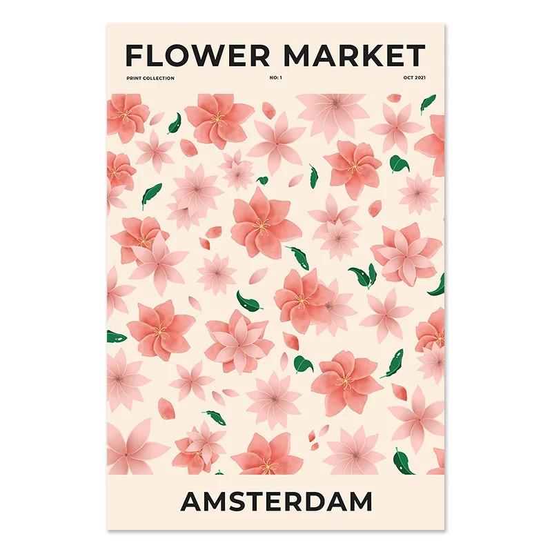Flower Market Poster Printing Abstract Plant Wall Art Paris New York City Name Canvas Painting Living Room Home Decoration
