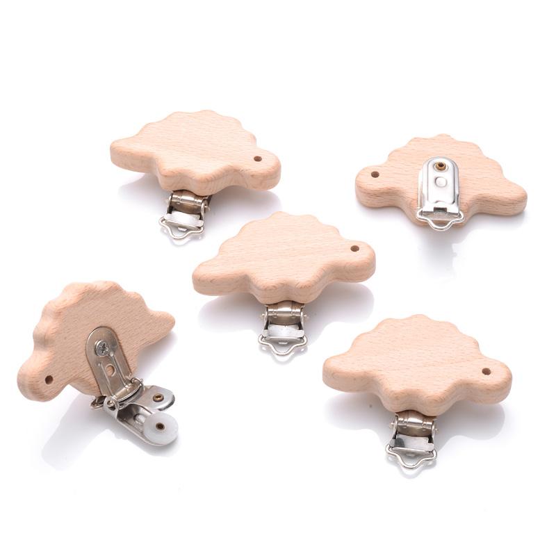 1Pcs Cute Animal Style Wood Natural Pacifier Chain Anti-Drop Beech Wood Dummy Clip DIY Essential Nipple Chain Accessories
