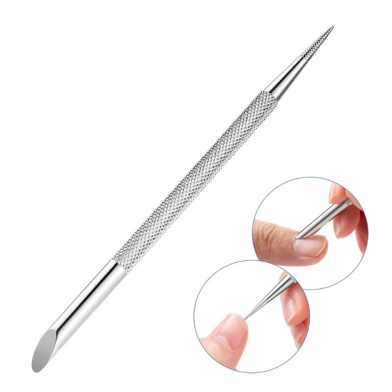 Double Ended Cuticle Pusher Remover Cleaner Nail Art Dotting Pen Stainless Steel Manicure Pedicure Nail Art Care Tool