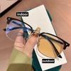 Intelligent Color Changing Minus Eyeglasses with Diopter 0 To -4.0 Vintage Square Half Frame Pochromic Near Sight Glasses