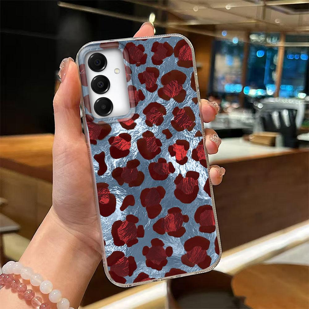Korean Fashion Pink Leopard Phone Case for Samsung Galaxy A16 A55 A07 A17 A56 A36 A26 A53 A06 A14 A24 A34 A54 A15 A12 A22 Cover